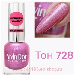 Alvin D`or Лак для ногтей  Holographic тон 728 розовая карамель 12мл