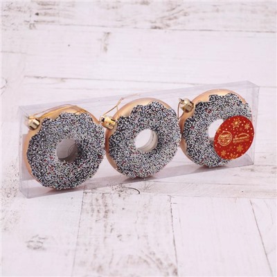 Ёлочные игрушки 3 шт. «Пончики» 2×8 см