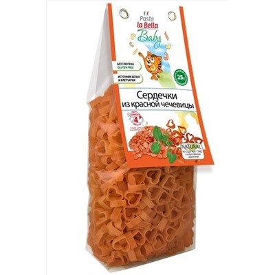 Макароны Сердечки из красной чечевицы 250г ЭКОПРОДУКТЫ, 1189877