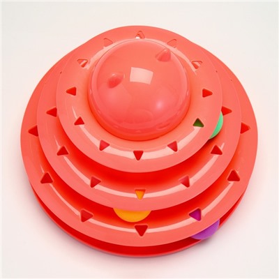 Игровой комплекс «Пижон» для кошек с 3 шариками, 24.5×24.5×13 см, розовый
