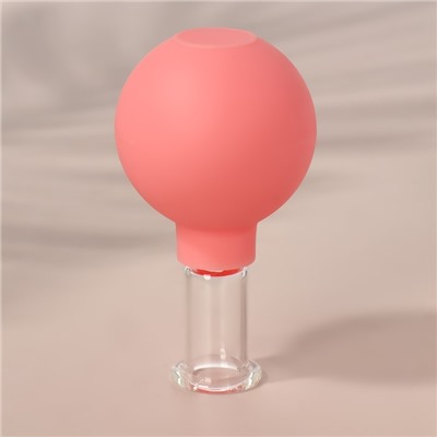 Банка вакуумная для массажа, стеклянная, d=1.5/2.5 см, розовая