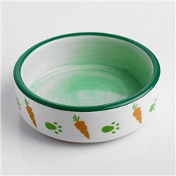 Миска керамическая с морковками 100 мл 8.8×8.8×3 см, зелёно-белая
