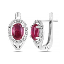 Серьги, рубин корунд кабошон, SL-RIC7
