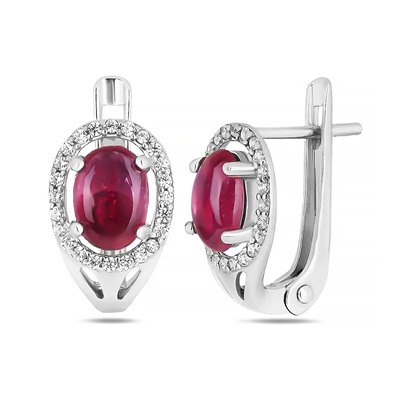 Серьги, рубин корунд кабошон, SL-RIC7