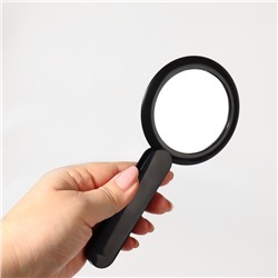 Зеркало с ручкой, складное, двустороннее, с увеличением х2, 8.3×10×1.3 см, (d=6.4 см), чёрное