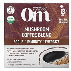 Om Mushrooms, Mushroom Coffee Blend, 10 Packets, .21 oz (5.9 g) Each