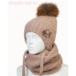 02-14-S (E) Комплект для девочки (шапка+снуд) (52-54)