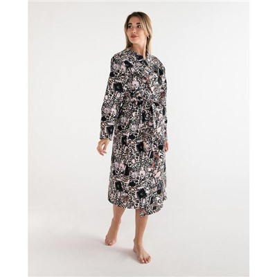 Халат женский удлинённый Этель «Леопард», размер 50-52, вафля 200 г/м², хлопок