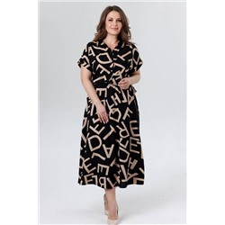 Платье штапель  6122/03/Черный, кофейный