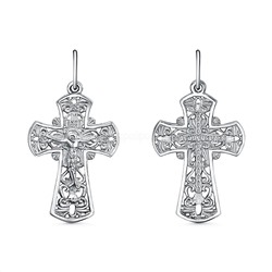 Крест из серебра родированный - 3,3 см 925 пробы К3-285р