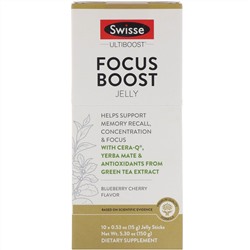 Swisse, Ultiboost, желе для повышения концентрации внимания, со вкусом черники и вишни, 10 стиков, 15 г (0,53 унции) в каждом
