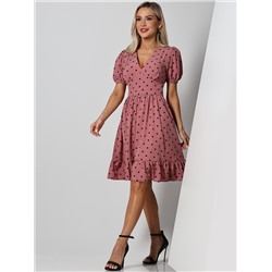 Платье с оборкой в горошек