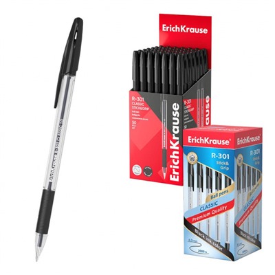 Ручка шариковая R-301 GRIP черная 1.0мм 39528 ErichKrause