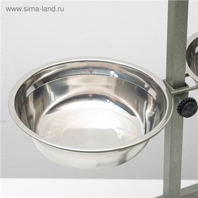Подставка с мисками, 2×1.5 л, высота 50 см, разборная, зелёная