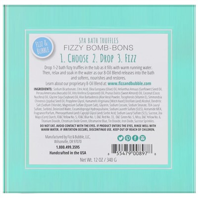 Fizz & Bubble, Шипучие шарики для ванной с эффектом СПА, 340 г