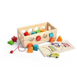 Сортер "Трейлер с геометрическими фигурами и машинами"