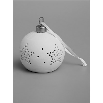 Ёлочный шар «Звёздочки», 6.9×6.9×5.9 см, 1 LED, керамика, от батареек LR44×2, свечение тёплое белое