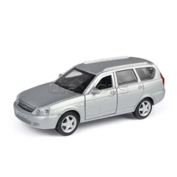 Машина металл LADA Priora 12 см, (двери, багаж, серебристый) инерц, в коробке