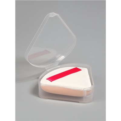 Спонж для макияжа, с держателем, d=5 см, в футляре, треугольный, бежевый