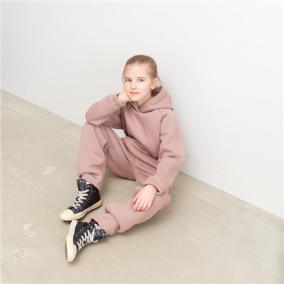 Худи для девочки MINAKU: Basic Line KIDS, тёмно-бежевое, рост 122 см