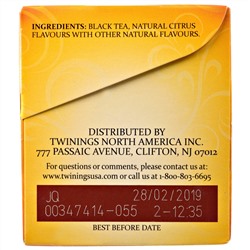 Twinings, "Эрл Грей", черный чай, крепкий, 20 чайных пакетиков, 1,41 унции (40 г)