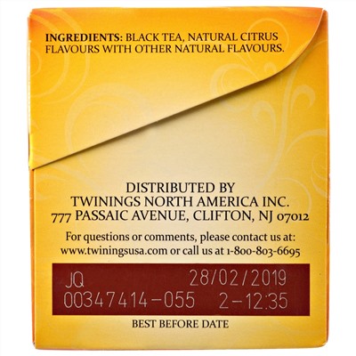 Twinings, "Эрл Грей", черный чай, крепкий, 20 чайных пакетиков, 1,41 унции (40 г)