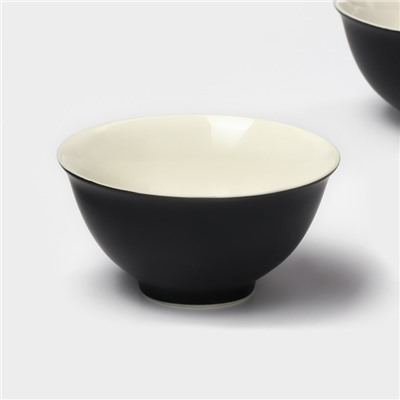 Салатники Magistro Matt black, 250 мл, 11.5×5.6 см, набор 2 шт., фарфор, чёрные, белые