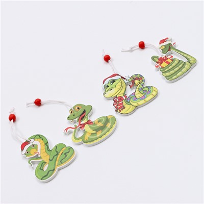 Елочные игрушки «Змея», в деревянной подарочной упаковке, 12 шт.