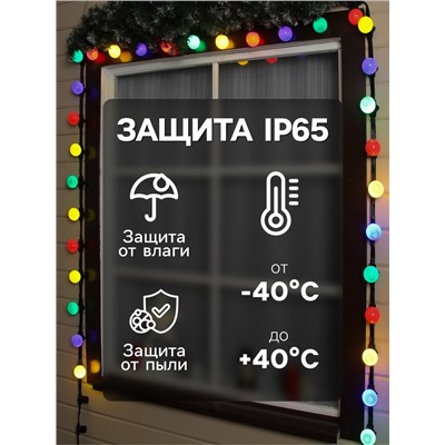 Гирлянда «Белт-лайт» 50 м, IP65, 5W, тёмная каучуковая нить, шаг 15 см, Е27 (без ламп), 220 В
