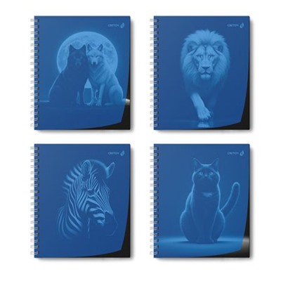 Тетрадь  48л  клетка на спирали пластик. обложка, ч/б запечат. титульн.лист "В мире животных" синяя 01547(Т208) SVETOCH