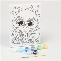 Картина по номерам для детей «Енот с наушниками», 21×15 см