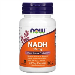 Now Foods, НАДH, 10 мг, 60 растительных капсул