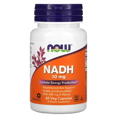 Now Foods, НАДH, 10 мг, 60 растительных капсул