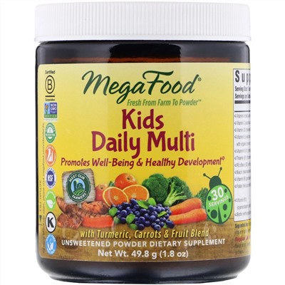 MegaFood, добавка с мультивитаминами и микроэлементами для детей, порошок, без сахара, 49,8 г (1,8 унции)