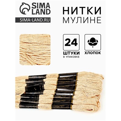 Нитки мулине Bestex, бежевый цвет (803), 24 шт. в уп.