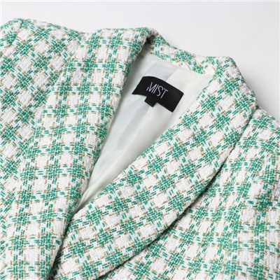 Пиджак женский твидовый двубортный MIST, размер 48. зелёный