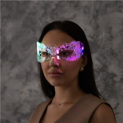 Светодиодные очки «Маскарад», 16.5×7×15.5 см, батарейки CR2032×2 (в комплекте), 3 режима, свечение RGB