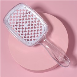 Расчёска массажная, широкая, вентилируемая, 8.5×20.5(±1) см, PVC коробка, прозрачная