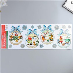 Статическая наклейка для окон и зеркал Room Decor «Рождественские шары», 21×53 см