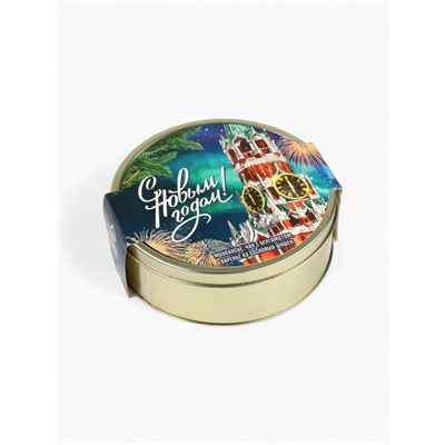 Подарочный набор новогодний в железной банке «С Новым годом»: монпансье 100 г, чай чёрный 50 г, варенье 30 г, открытка