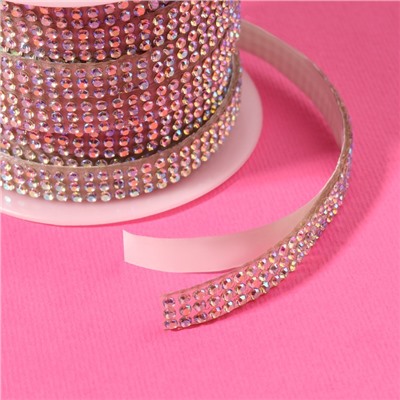 Стразы самоклеящиеся, с голографией, d=2×7 мм, 4.5±0.5 м, цвет серебряный