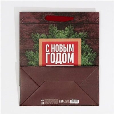 Пакет подарочный новогодний ламинированный «С Новым годом», ML 23×27×11.5 см