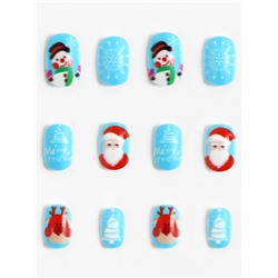 Детские накладные ногти новогодние «Мороз», 12 шт.