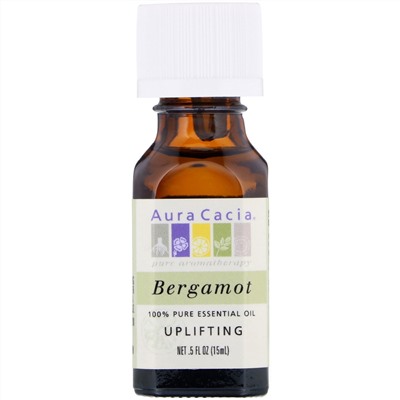 Aura Cacia, 100% чистое эфирное масло бергамота, 0.5 жидкой унции (15 мл)