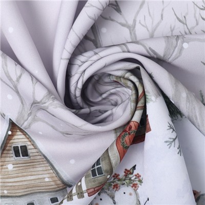 Комплект штор для кухни с подхватами «Этель. Звери в городе», 2 шт., белые, 145×180 см