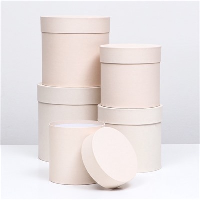 Набор шляпных подарочных коробок 5 в 1 «Ваниль однотонный», 20×20×20 ‒ 13.5×13.5×13.5 см