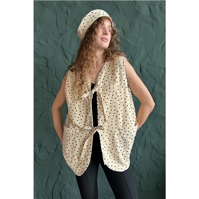 Жилет стеганый  HOME109/03/Бежевый, черный