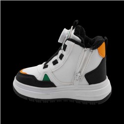 Кроссовки зимние на меху В7186-6 бело зеленые