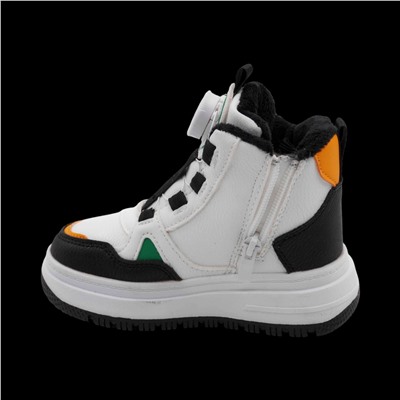 Кроссовки зимние на меху В7186-6 бело зеленые