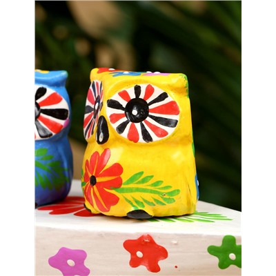 Сувенир «Пара совят», 14×7×9 см, дерево, жёлтый, синий